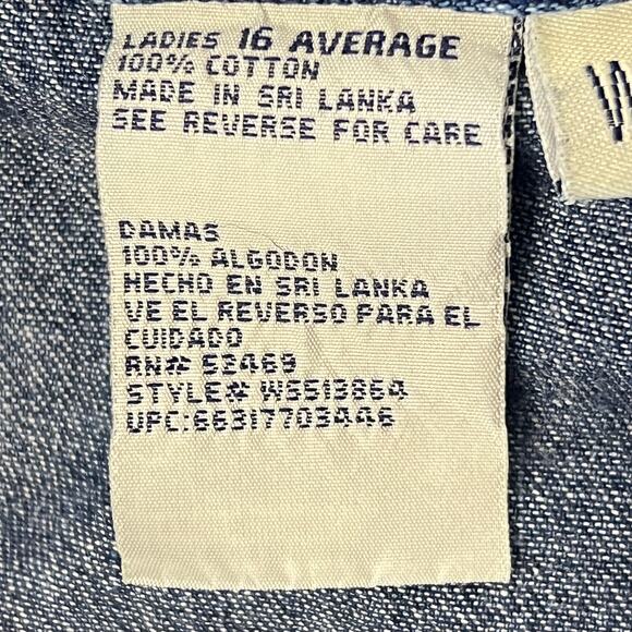 VINTAGE Denim Maxi Skirt Basketweave Belt Loop Detail  16 Y2K Casual Western - Picture 6 of 6